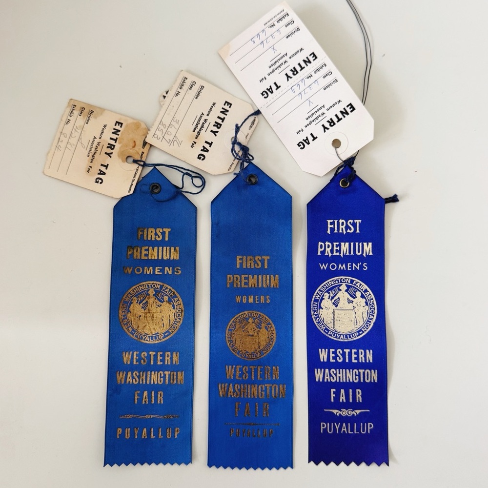 1950’s Western Washington Fair Blue Ribbons - Quilt Exhibition